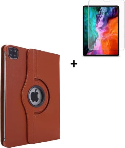Geschikt voor iPad Pro 11 2021 Hoesje + iPad Pro 11 2021 Screenprotector - 11 inch - Tablet Cover Case Bruin + Screenprotector