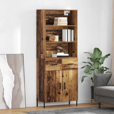 vidaXL - Highboard - Oud - Hout - 69,5 - x - 32,5 - x - 180 - cm - Bewerkt - hout
