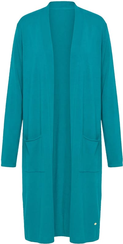 Ulla Popken - Dames - Lang vest opstaande kraag open model - Smaragd - Maat 46+