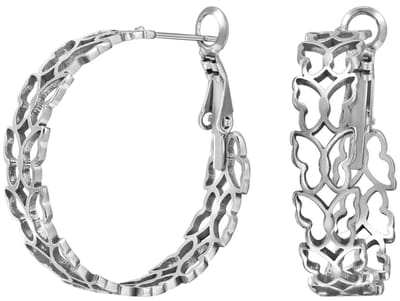 Joy Ibiza - vlinder oorbellen 30 mm - vlindertjes oorringen - 11.5 x 30 mm - scharnier klap sluiting - chirurgisch staal - ip/pvd
