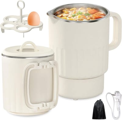 Ynkkvre - Waterkoker - opvouwbare reiswaterkoker 1L - RVS - 600W - dubbelwandig en BPA-vrij - geschikt voor camping en reizen