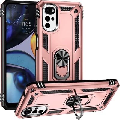 MobyDefend Hoesje - Geschikt voor Motorola Moto G22 - Pantsercase Met Draaibare Ring - Rosé