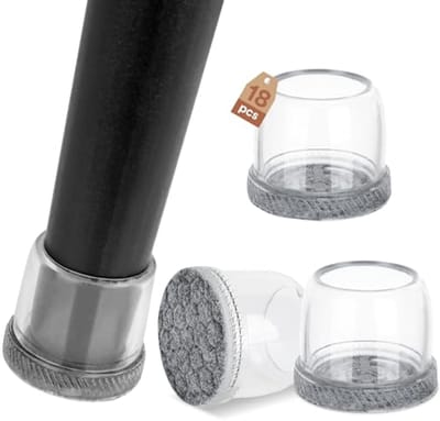 Siliconen Stoelpootdoppen 18STKS - Vloerbeschermers voor Stoelen, Rubber Caps met Vilt 25-30mm