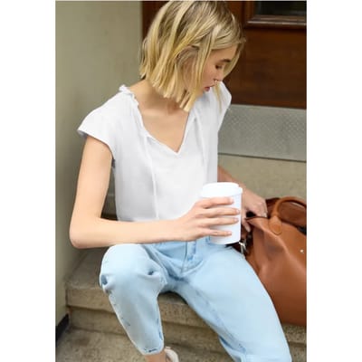 Shirt met losse schouders en gespleten hals