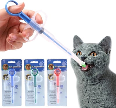 Huisdier-medicijnen set met injectiespuit en tabletteninvoerder voor katten en honden, herbruikbare applicator voor kleine dieren