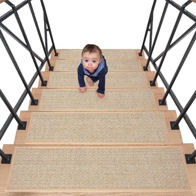 Non-slip tapijt voor houten trappen, residuvrij, 15 x 15 cm, set van 15, veilig en duurzaam voor binnengebruik