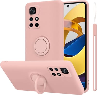 Cadorabo Hoesje geschikt voor Xiaomi POCO M4 PRO 5G in LIQUID ROZE - Beschermhoes van flexibel TPU silicone Case Cover met ring