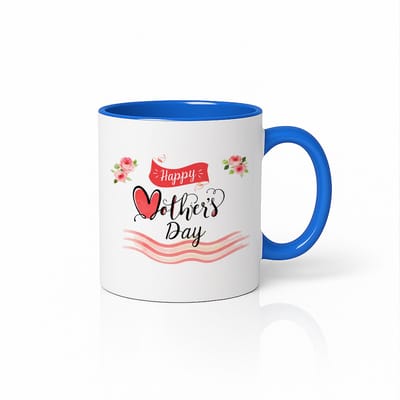 Happy Mother's Day Koffiemok - 330ml Blauw-Wit Keramische Mok - Kleurrijk Cadeau voor Moederdag