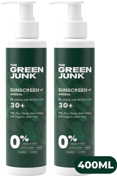 The Green Junk Minerale Zonnebrand 200ML (2-pack) - Natuurlijke Zonnebrand - Zonnebrandcreme - Zonder Synthethisch Parfum - Geschikt voor de Gevoelige Huid - Factor 30+