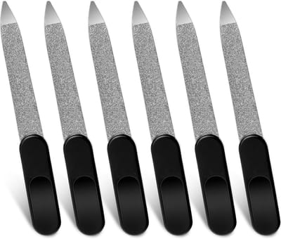 Professionele Mini Vijl voor Natuurlijke Nagels - Dubbelzijdige RVS Nagelvijl met Handvat voor Manicure - Set van 6 Stuks Nagelverzorging Tools