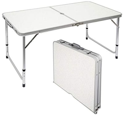 Verstelbare inklapbare tuintafel - 120 x 60 cm - Lichtgrijs - Voor binnen en buiten