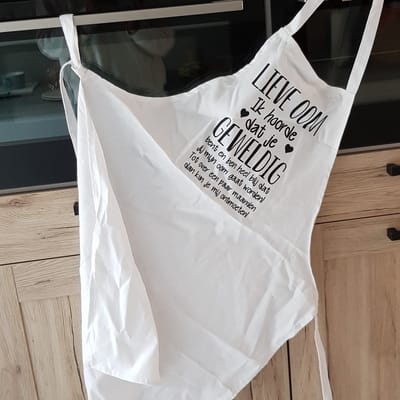 Keukenschort met grappige tekst bedrukt cadeau oom broer | katoenen Barbecueschort Keuken BBQ Schort Kookschort Kokschort  | Lieve oom Ik hoorde dat je geweldig bent worden | aankondiging bekendmaking zwangerschap cadeau voor de liefste aanstaande