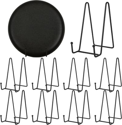 Allecto Plus - 10 stuks Metalen Zwarte Platenhouder Standaard 6 Inch - Voor Platen, Boeken, Foto's en Tablets