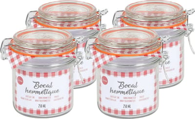 Urban Living Voorraadpot/bewaarpot - 4x - 250 ml - glas - met beugelsluiting - D8.5 x H10 cm