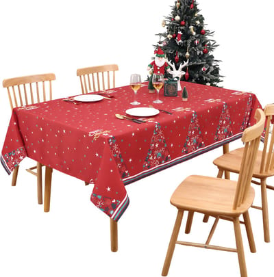 Kersttafelkleed Waterbestendig - Voor Eettafel & Kerstfeest - Decoratieve Tafelkleding - Polyester Kerstdecoratie - keukentafel - 229x137cm