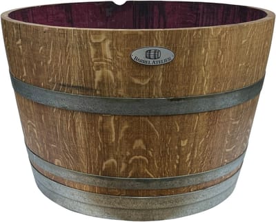 Wijnvat Kuip 1/2 225l., geborsteld, geschuurd, donker geolied / Houten kuip / Plantenbak Mini- Vijvertje