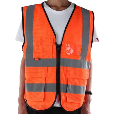 Hoge Zichtbaarheid Veiligheid Sport Ademend Vest met Mesh Nachtbeveiliging Reflecterend Gilet OranjeOranje oranje