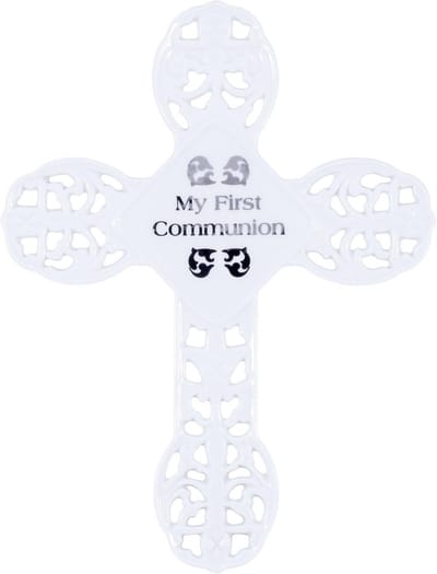 Decoratief Wit Porseleinen Muurkruis voor Eerste Communie