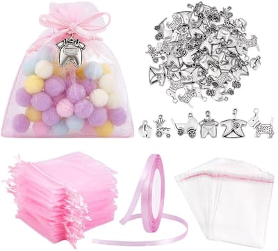 Dailygoods - 60 Sets Organza Geschenkzakjes voor Feestjes - Baby Shower, Bruiloft en Verjaardag