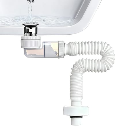Dailygoods- Sifon 1 1/4 inch - Ruimtebesparende Sifon - Flexibele Afvoerslang - 360° Draaibaar - Geurafsluiting - Uittrekbaar Ontwerp 380-930 mm - Afvoersysteem