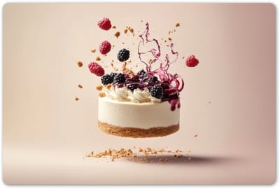 Placemats 45x30 cm - Placemat kunststof - 1 stuk - Cheesecake - Eten - Roze - Taart - Borden onderleggers - Decoratie voor op tafel - Keuken tafeldecoratie accessoires - Vinyl onderlegger - Tafelversiering