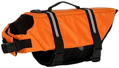 Hondenreddingsvest - Veiligheidsvest voor honden-Zwemvesten voor honden - Verstelbaar ontwerp - Reddingsvest voor honden -Geschikt voor zwemmen, varen en wateractiviteiten - Aanbevolen gewicht 10–20 kg - Oranje - Maat L