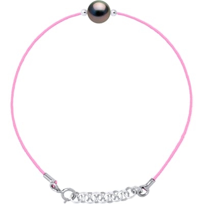 LOVE armband LINK Tahitian Pearl Ronde 8-9 mm Nylon Rose 925