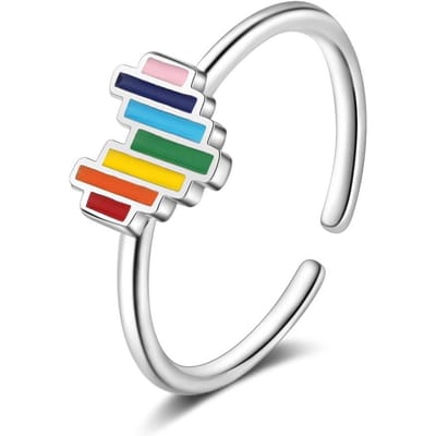 925 Sterling Zilver Regenboog Hart Ringen Voor Vrouwen Vingerringen Verlovingssieraden Mode Feest Accessoire Jz583 Resizable white