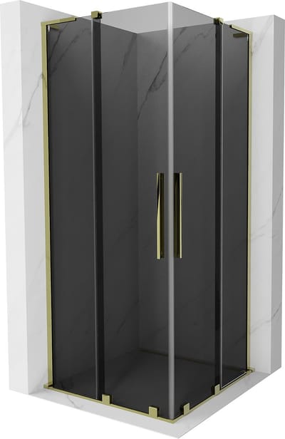 Mexen Velar L Duo schuifdouchecabine 80 x 80 , grafiet, goud - 871-080-080-02-43-50