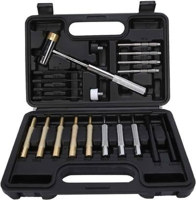 Ponsmaker Stansset - Gereedschapsset Pen - Onderhoudswerkzaamheden - Versterkt Ontwerp - 21 Delig - Zilver