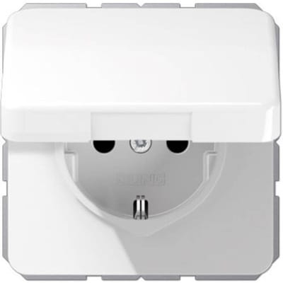 Jung CD1520BFKLWW Wandcontactdoos met randaarde en klapdeksel Inzetstuk 1-voudig Alpine-wit 1 stuk(s)