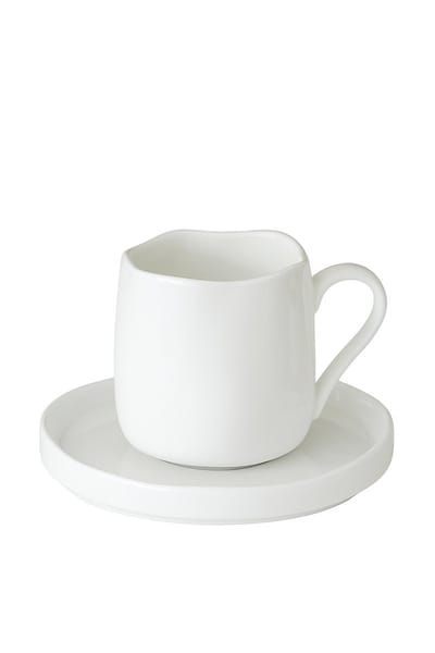 Mevaz 12-delige koffiekopjesset – 200 ml – porseleinen kop en schotel – modern organisch design – wit servies – voor koffie & espresso