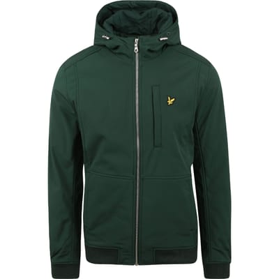 Donkergroen softshelljack met capuchon van Lyle & Scott met logo