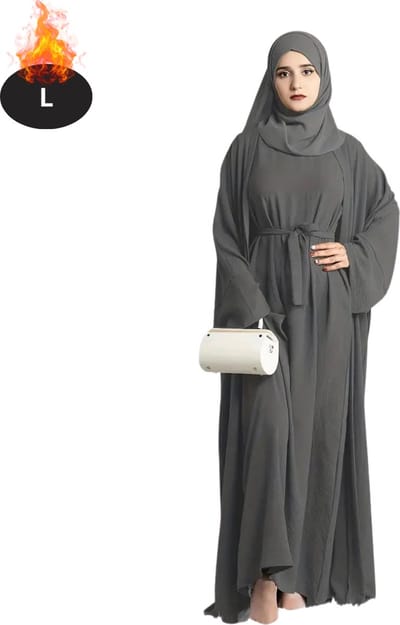 Bovista Islamitische Kleding - Djellaba Dames - Moslim Kleding - Arabisch Dames Kaftan - Alhamdulillah - Grijs L
