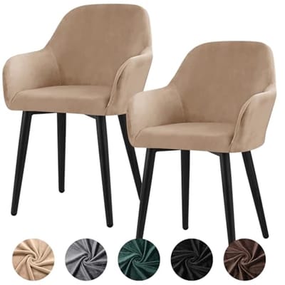 Stretch fluwelen stoelhoezen set van 2 - Universele, afneembare en wasbare beschermhoezen voor stoelen