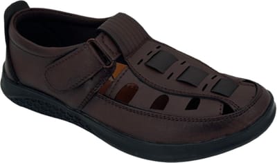 New Generation® Sandalen Heren - Instappers Heren - Lichtgewicht Heren Sandalen - Klittenband Sluiting - Donker Bruin - Maat 39