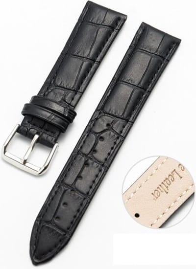 By Qubix - Geschikt voor Garmin bandje - Geschikt voor Garmin Vivomove 3 / HR / Luxe / Sport / Style / Trend - Crocodile leren bandje - Zwart - Smartwatch bandje 20mm