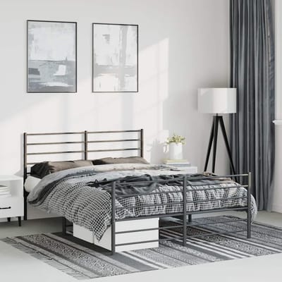 vidaXL - Bedframe - met - hoofd- - en - voeteneinde - metaal - zwart - 135x190 - cm