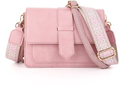 Sunset Fashion Candy - crossbody tas dames - roze - 21x16 cm - kunstleder - 3 compartimenten & ritsvak