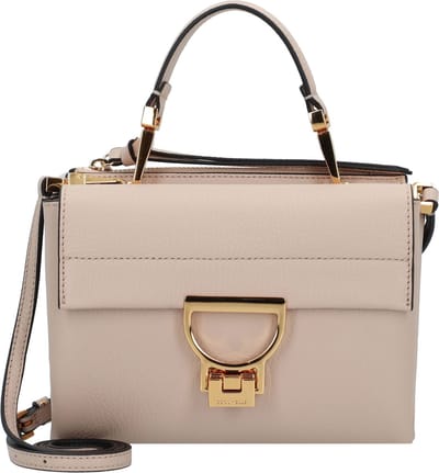 COCCINELLE Leren schoudertas avondtas Arlettis Handbag Grainy Leather Rosette Taupe