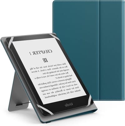 Universele E-reader Hoes voor 6", 6.8", 7" Kindle en Tablet - Lichtgewicht PU Leer, Hand Strap en Kickstand, Bescherming en Stijl in Turquoise