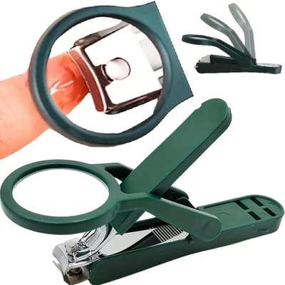 Ergonomische Roestvrijstalen Nagelknipper Met Vergrootglas I Voorkomt Wegspringen Nagels I Ook Voor Teennagels I Rubberen Handvat Extra Grip I Ideaal Voor Ouderen