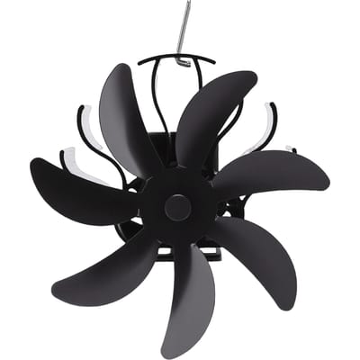 Houtkachel ventilator voor magneetpijp Niet-elektrisch Warmte-aangedreven Aluminiumlegering Brandend Haard Gasbrander Thermische Ventilator black