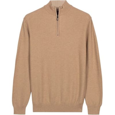Baileys Trui Half Zip Subtle Faux-Uni Structure Knit Zand / male