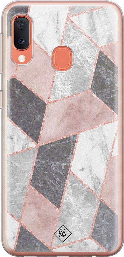Casimoda® hoesje - Geschikt voor Samsung A20e - Stone grid marmer / Abstract marble - Backcover - Siliconen/TPU - Blauw