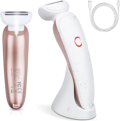 QORA® Wenkbrauw Trimmer – Ontharingsapparaat 4-in-1 – Ladyshave Waterbestendig – Wit/Roze - 18cm x 13cm x 7cm