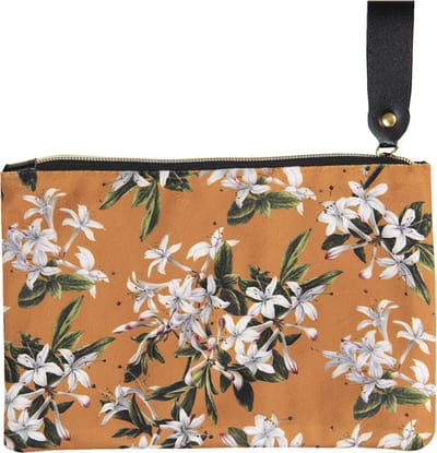 Clayre & Eef Toilettas Dames 24x15 cm Oranje Polyester Bloemen