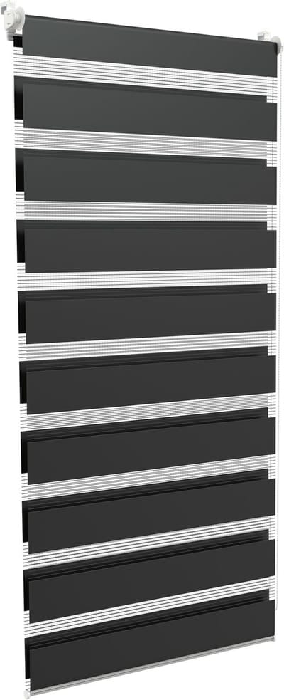 NAIZY Dubbel Rolgordijn Klemmfix Zonder Boren 60x120 cm rolgordijnklem Rolgordijn Zonwering Rolgordijn Raamgordijn voor Ramen en Deuren Zebra Rolgordijn Zijtrek Rolgordijn, Zwart