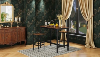 Barkruk Set van 2 House&Garden – Vintage Bruin-Zwarte Barstoelen van Staal en Hout – Hoogwaardige Keuken- en Woonkamerkrukken 65 cm – Industriële Bistro- en Eetkamerstoelen
