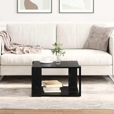 vidaXL - Salontafel - Zwart - Eiken - 51,5 - x - 51,5 - x - 30 - cm - Bewerkt - hout